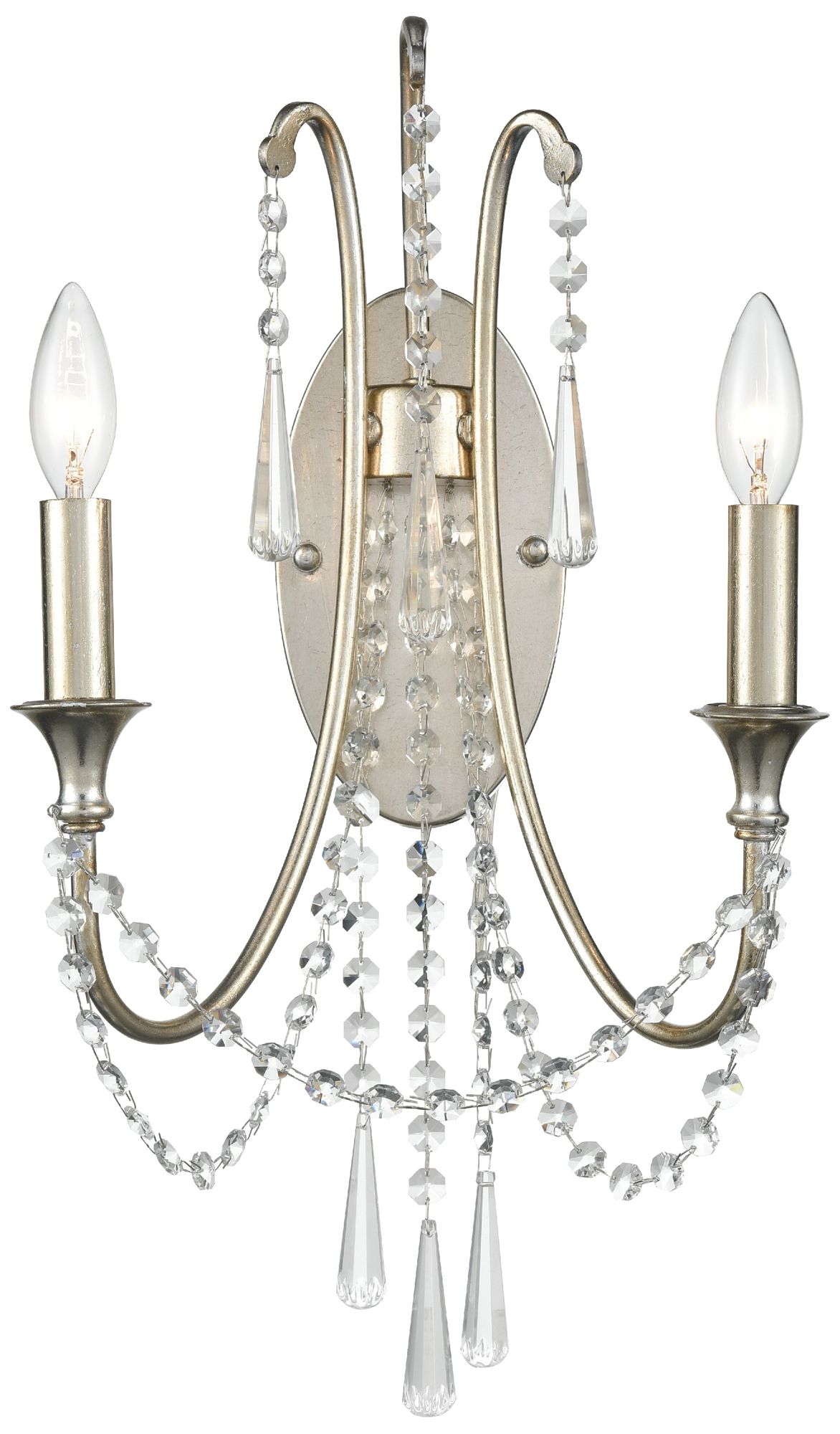 Crystorama Arcadia 21"H Silver 2-Light Crystal Wall Sconce