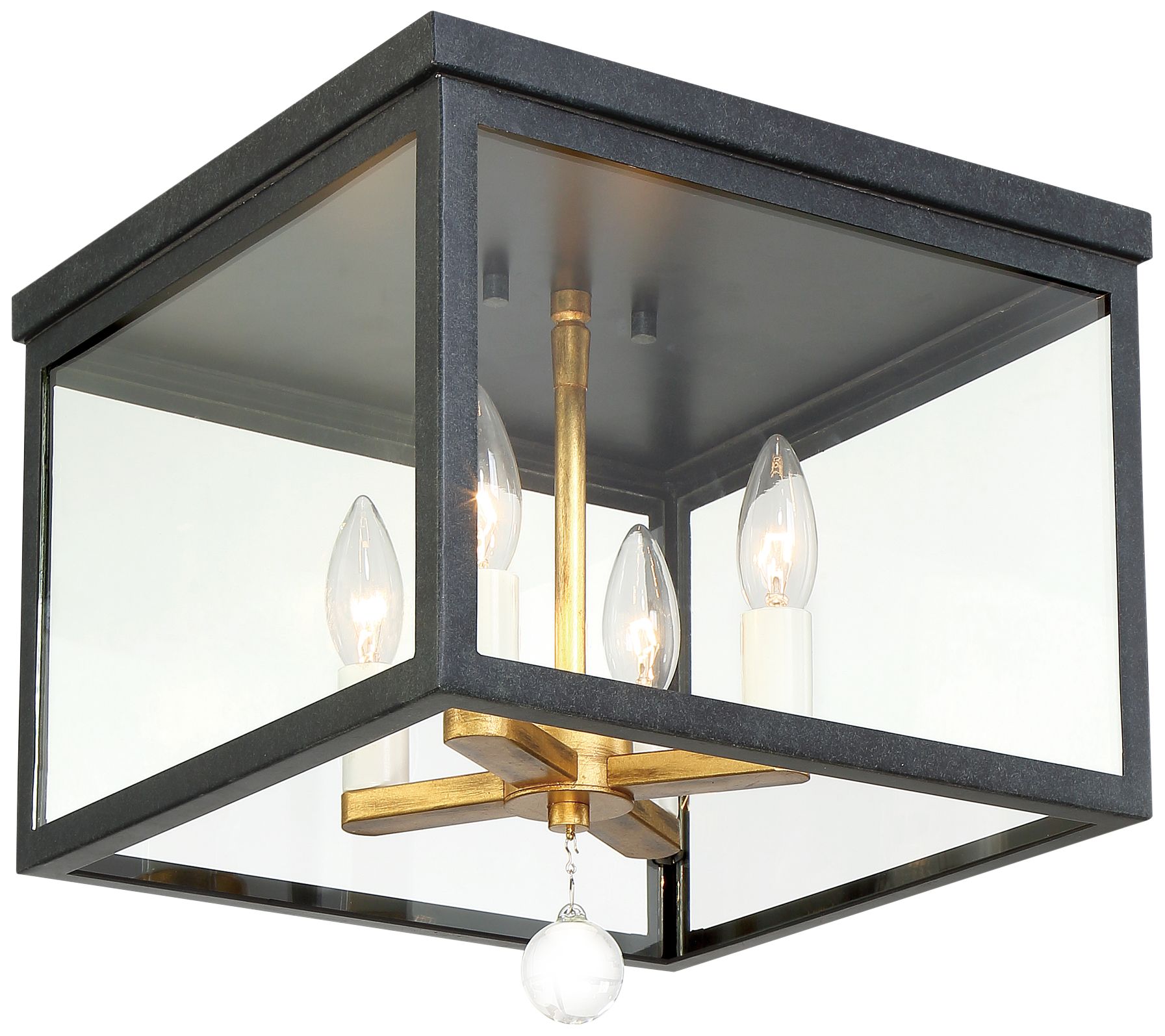 Weston 12 3/4" Wide Black and Gold 4-Light Ceiling Light