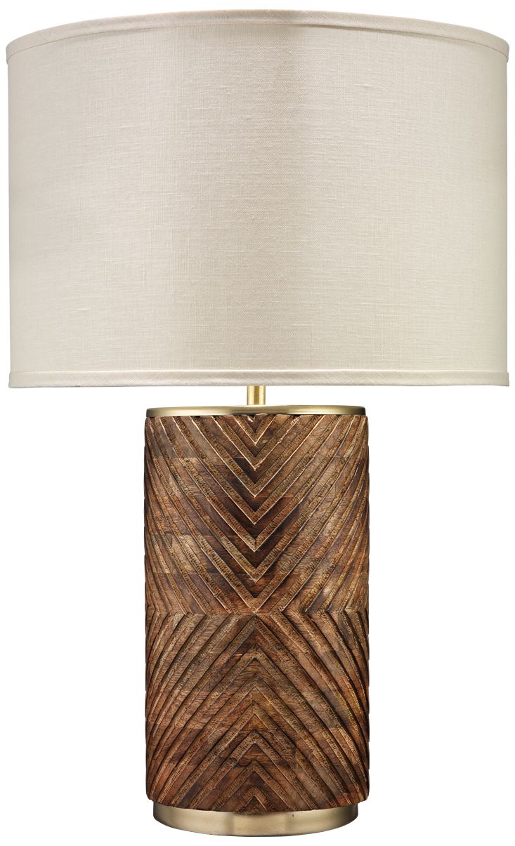 carved wood table lamp