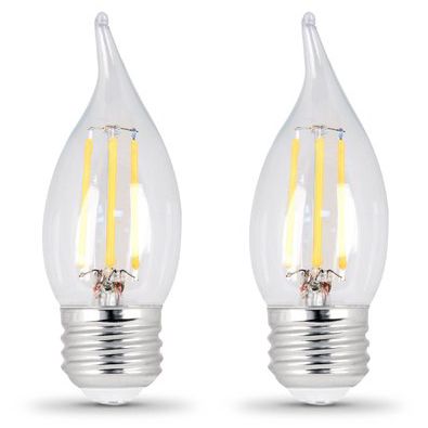 60W Equivalent Clear 6W LED Dimmable E26 Flame 2-Pack