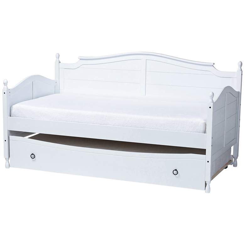 Image 2 Baxton Studio Mara White Twin Daybed with Roll-Out Trundle
