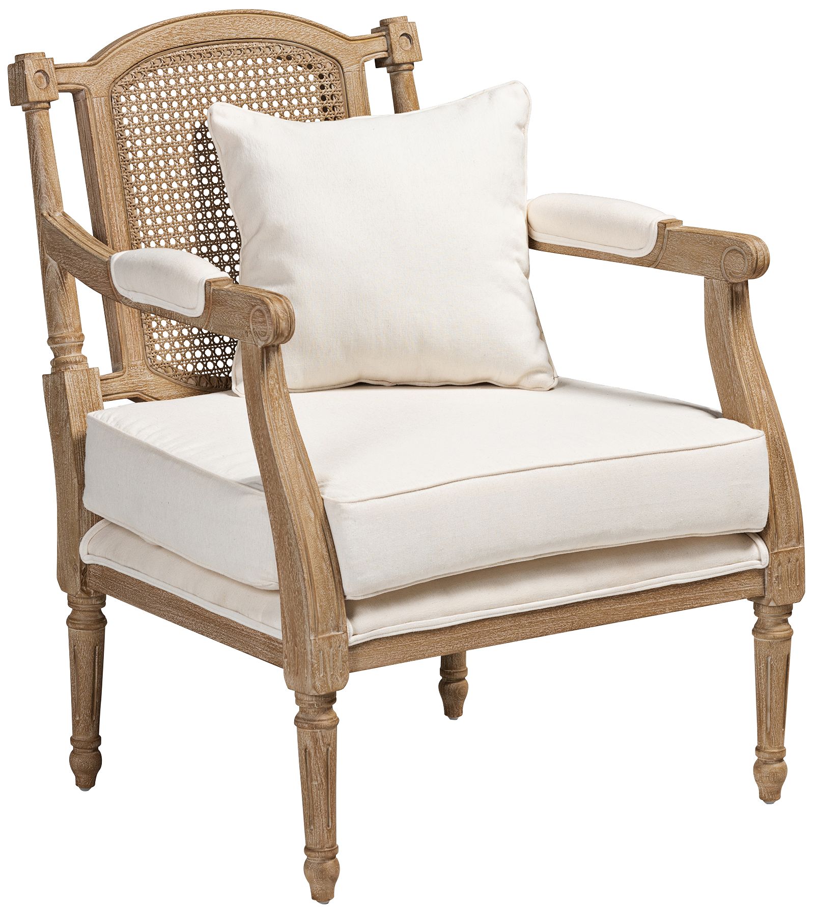 Baxton Studio Clemence Ivory Fabric And Oak Wood Armchair