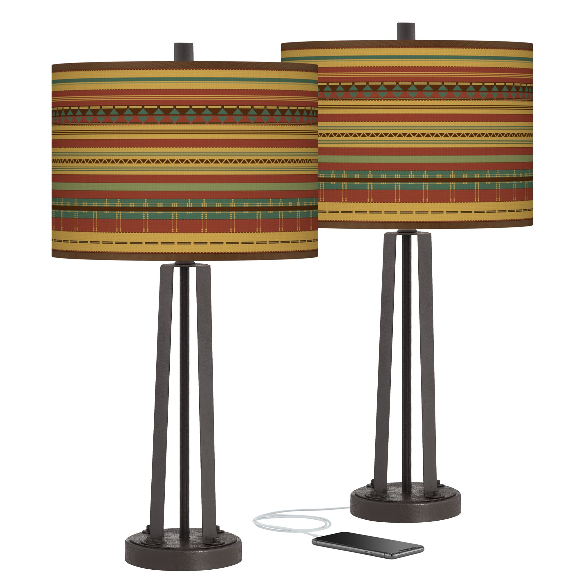 Southwest Desert Susan Dark Bronze USB Table Lamps Set of 2 - #75K16