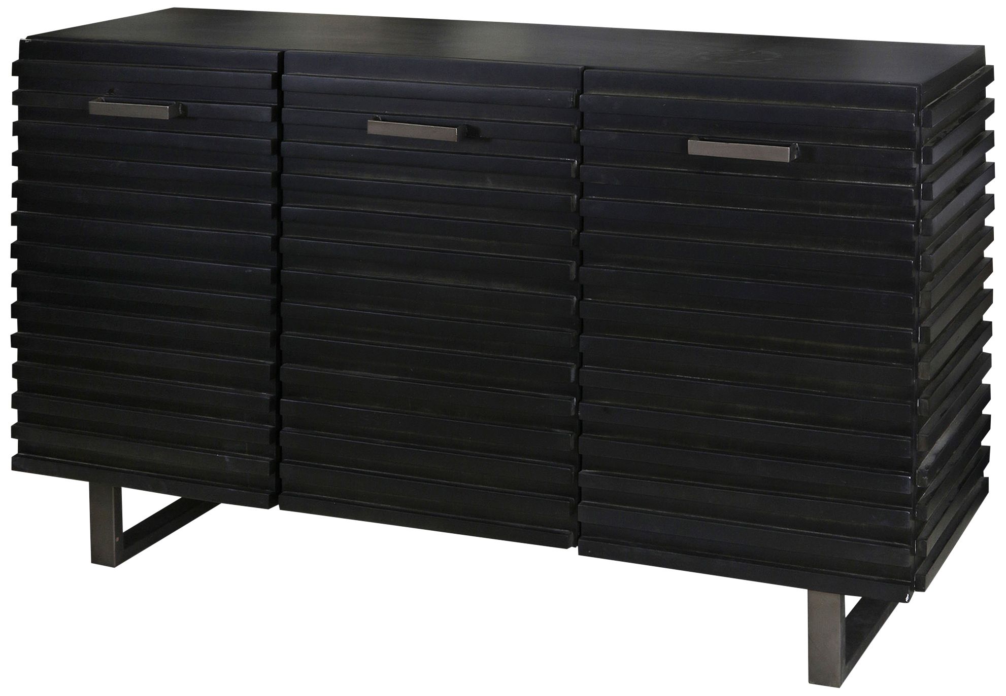 Horizon 60" Wide Cocoa Brown Ribbed Wood 3-Door Credenza
