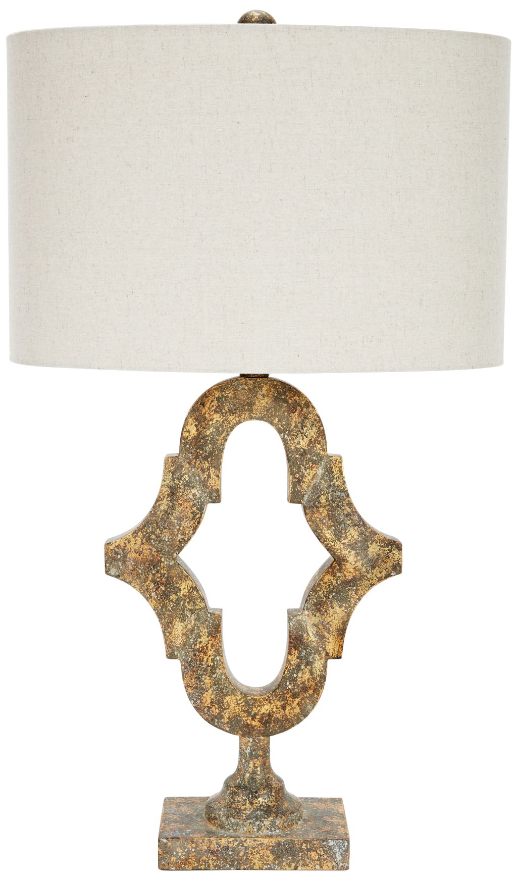 Avila Distressed Antique Gold Quatrefoil Table Lamp