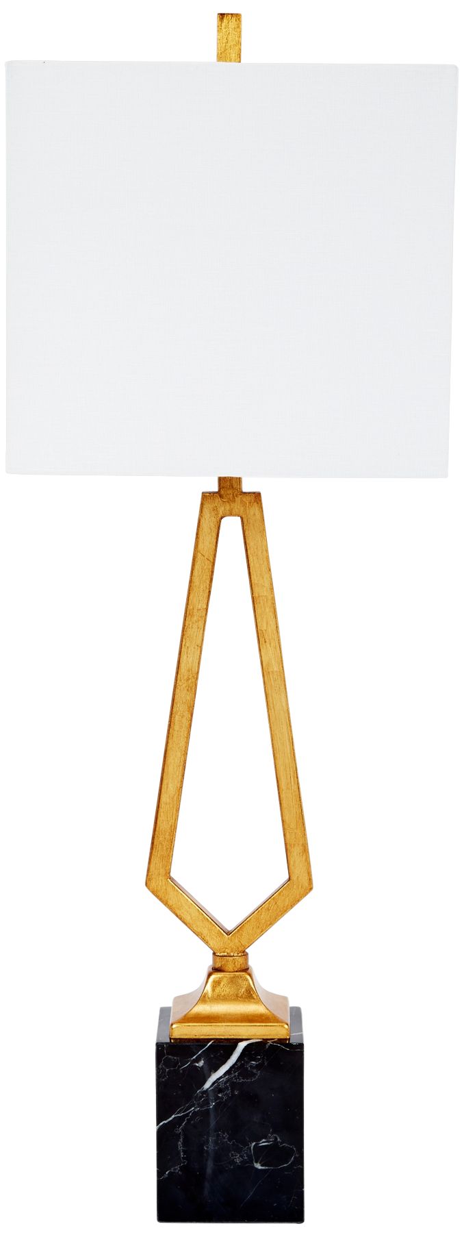 Victor Gold Leaf Metal and Black Marble Table Lamp