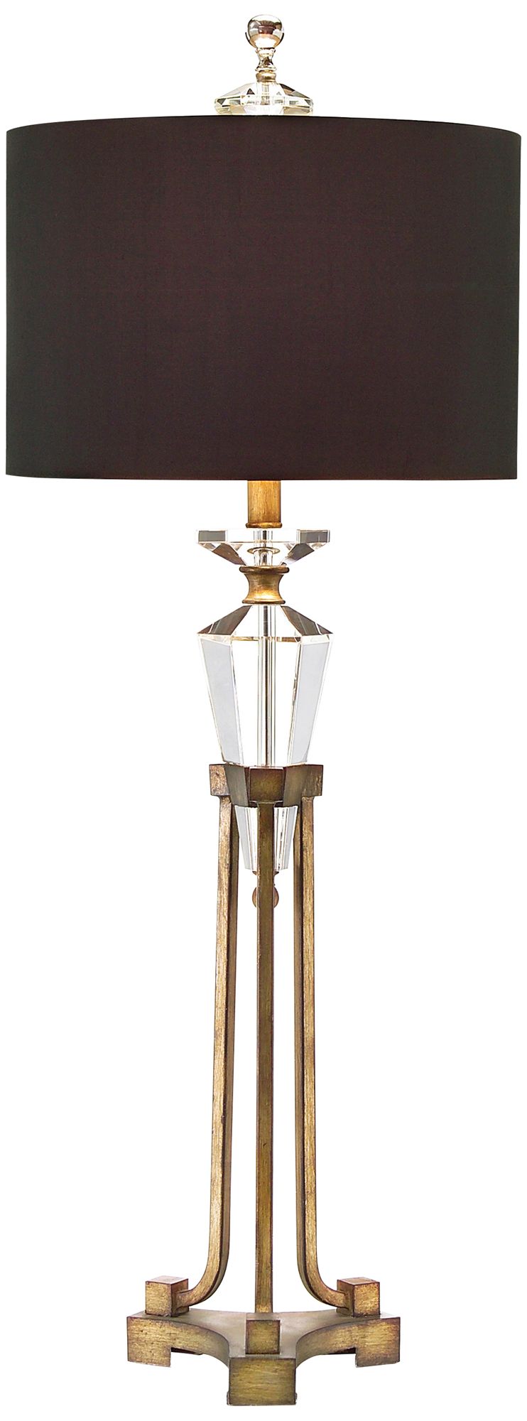 John Richard Faceted Crystal in Gold Stand Buffet Table Lamp