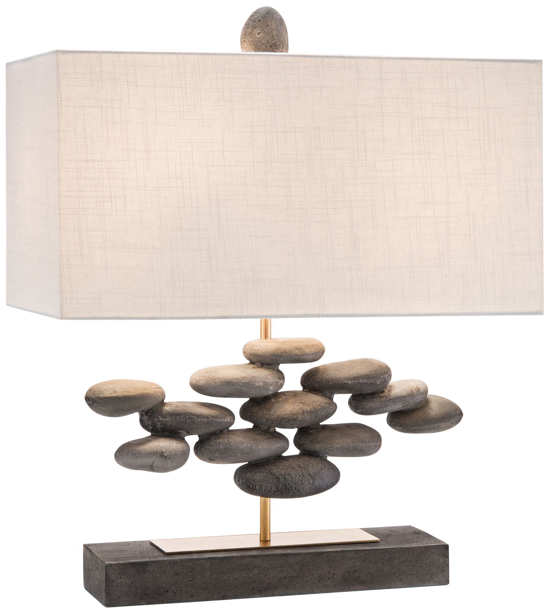 John Richard Stacked River Rock Concrete Accent Table Lamp
