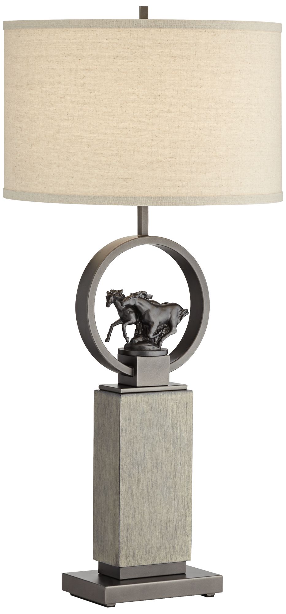 Wild Horses Gun Metal Pedestal Table Lamp 75M66 Lamps Plus