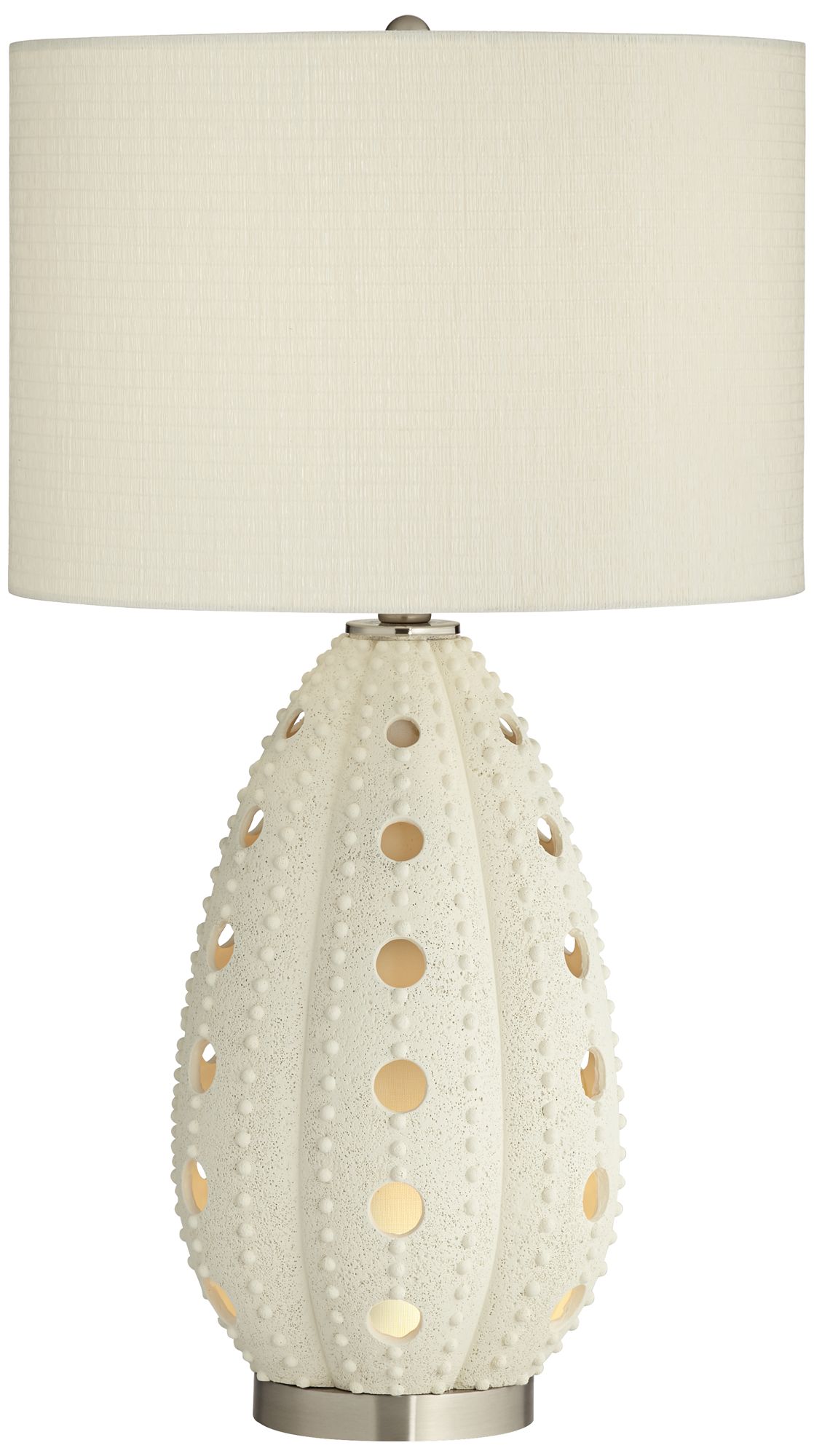 White Sea Urchin Natural Table Lamp with Night Light ...