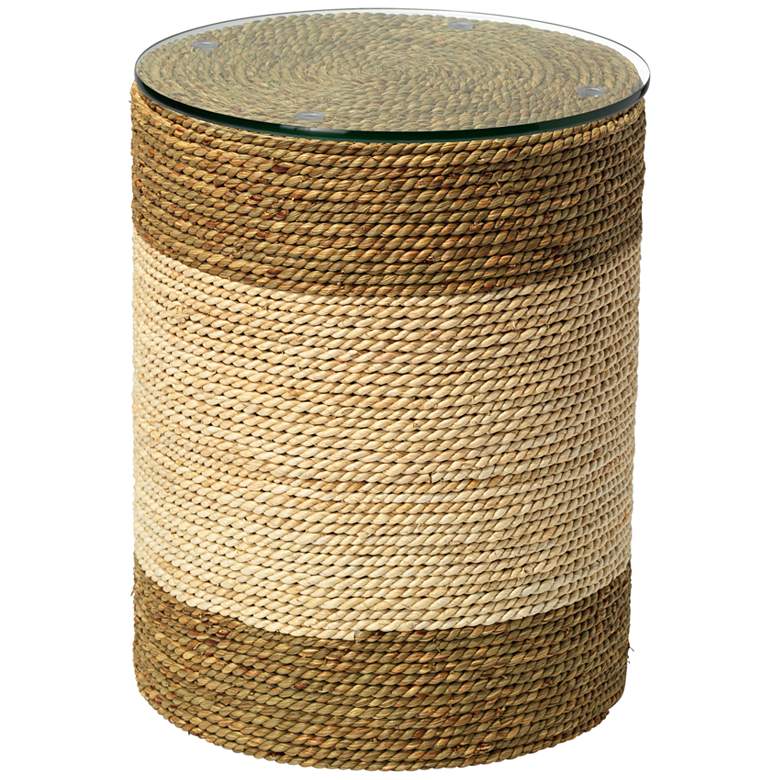 Saint Bart&#39;s 14&quot; Wide Corn Straw Rope and Seagrass Side Table