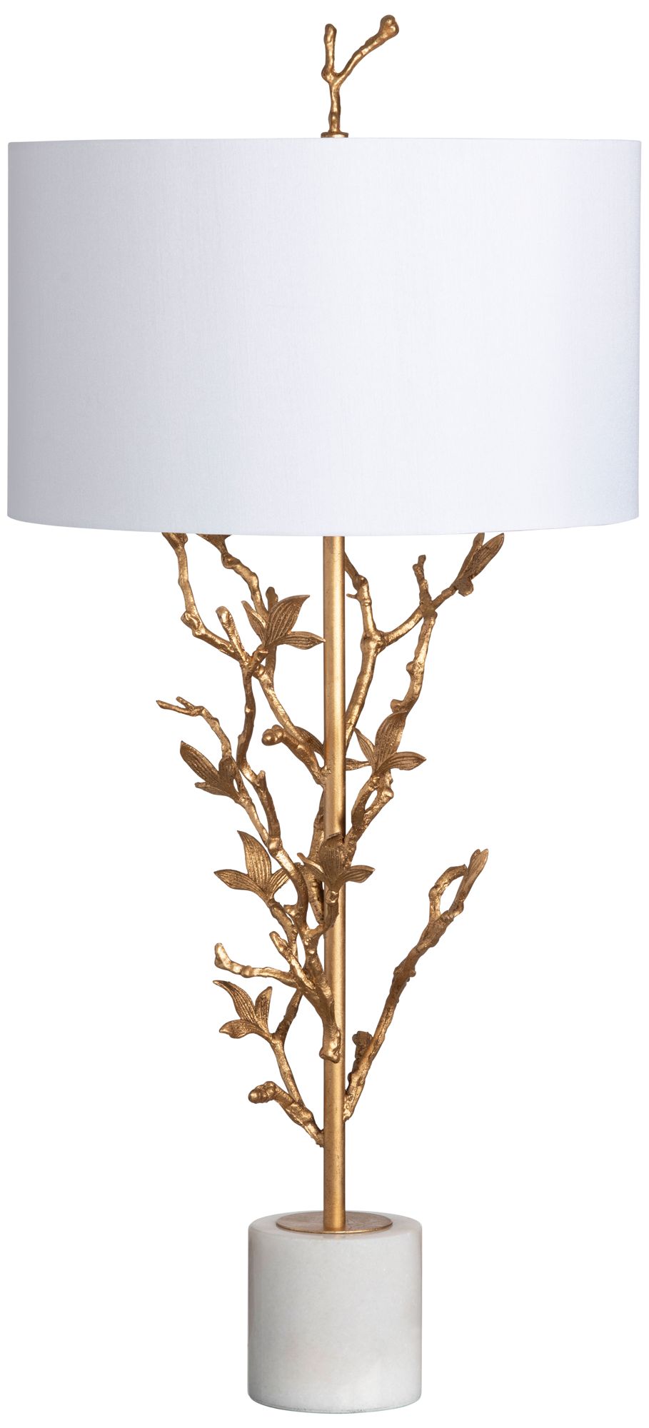 Crestview Collection 38"h Sculpted Botanical Gold Metal Table Lamp With White Linen Shade