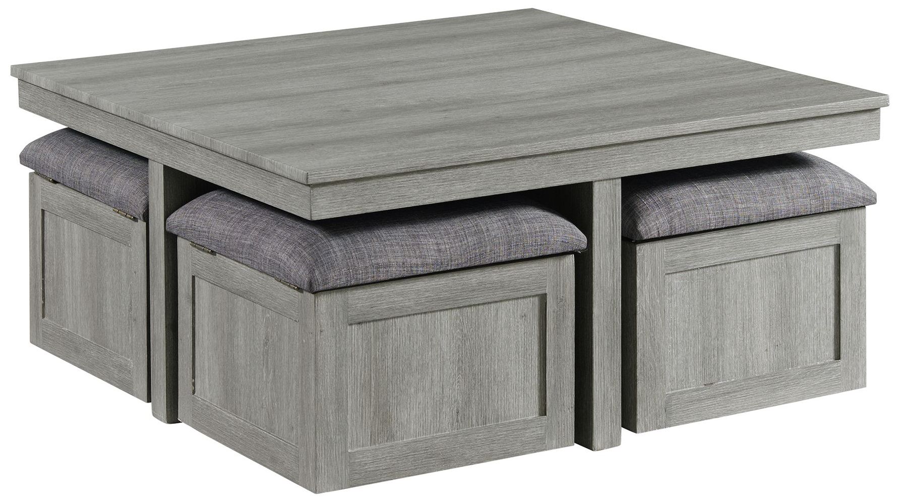 Uster Light Gray 5-Piece Table and Storage Stool Set