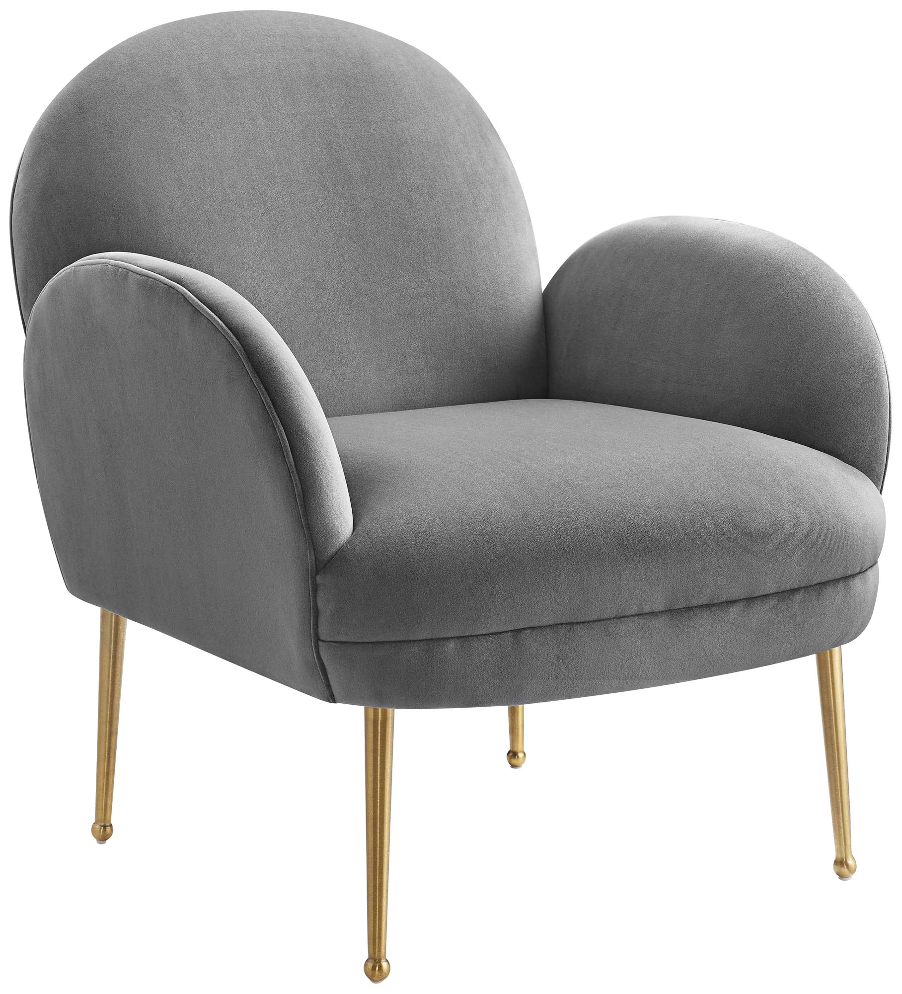 Gwen Gray Soft Velvet Accent Chair