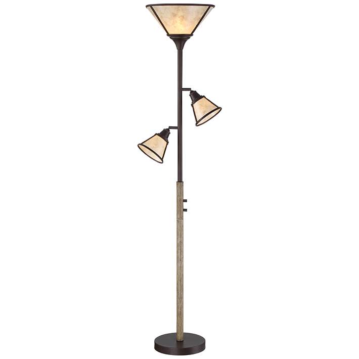 Plymouth Bronze Mica Shade Torchiere, Mica Torchiere Floor Lamps