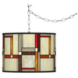 Modern Squares 13 1/2&quot; Wide Giclee Glow Plug-In Swag Chandelier