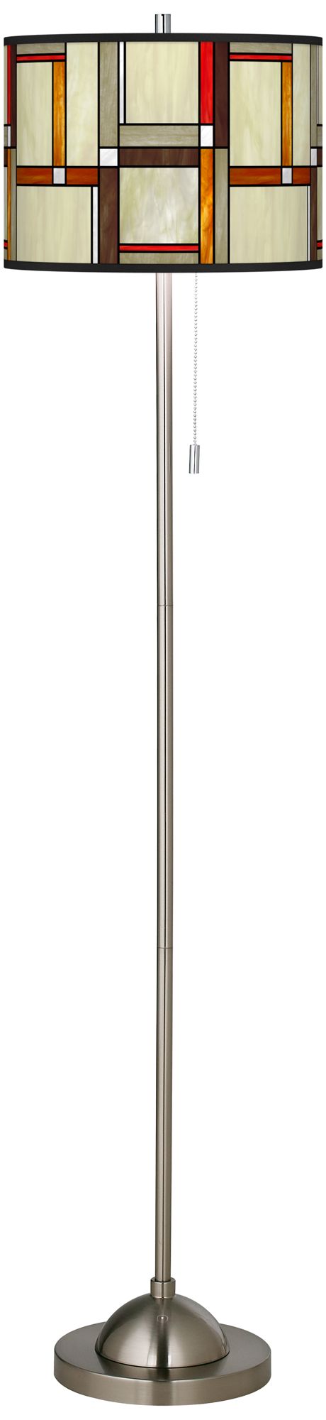 Modern Squares Brushed Nickel Pull Chain Floor Lamp