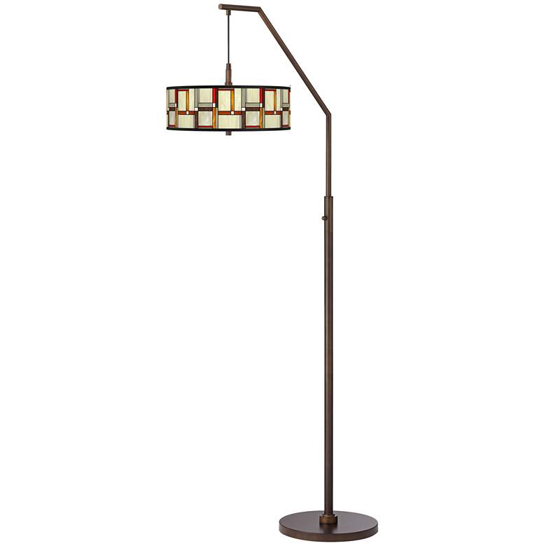 Modern Squares Bronze Downbridge Arc Floor Lamp - #76E42 | Lamps Plus