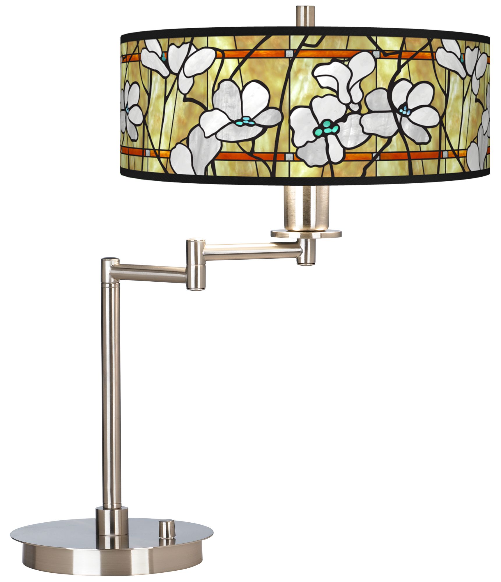 Magnolia Mosaic Giclee Swing Arm LED Desk Lamp