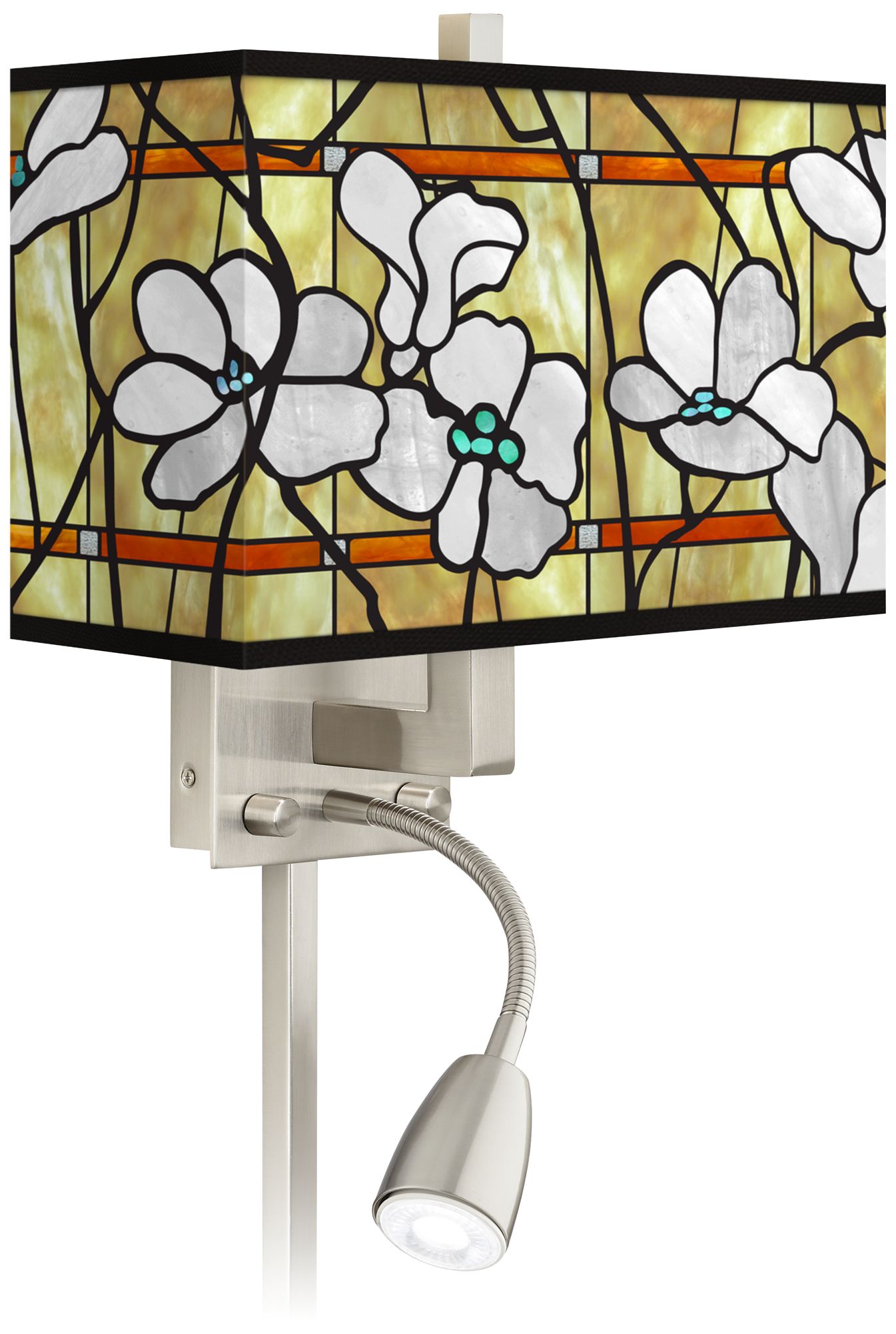Magnolia Mosaic Giclee Glow LED Reading Light Plug-In Sconce