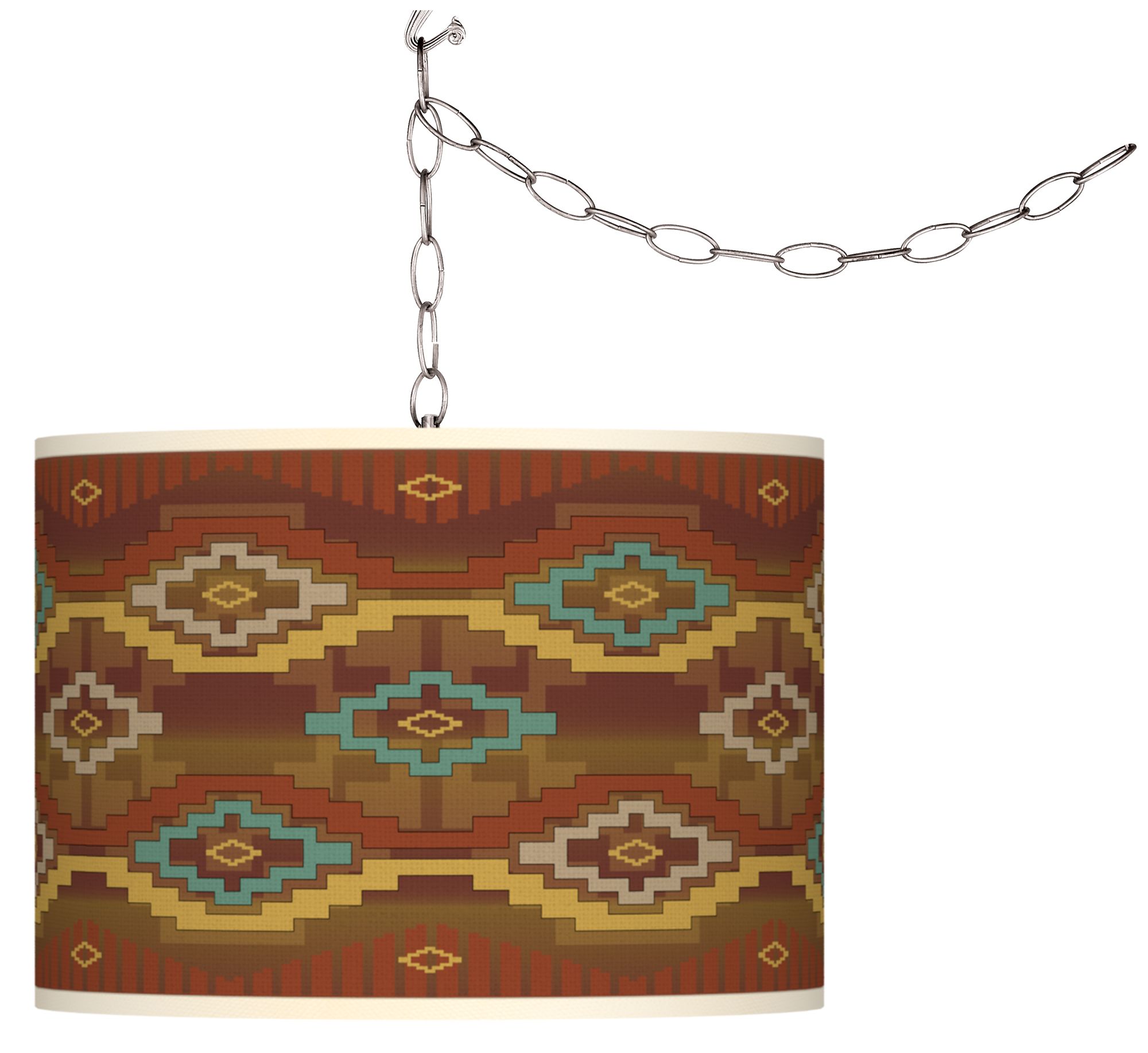 Swag Style Southwest Sienna Giclee Shade Plug-In Chandelier