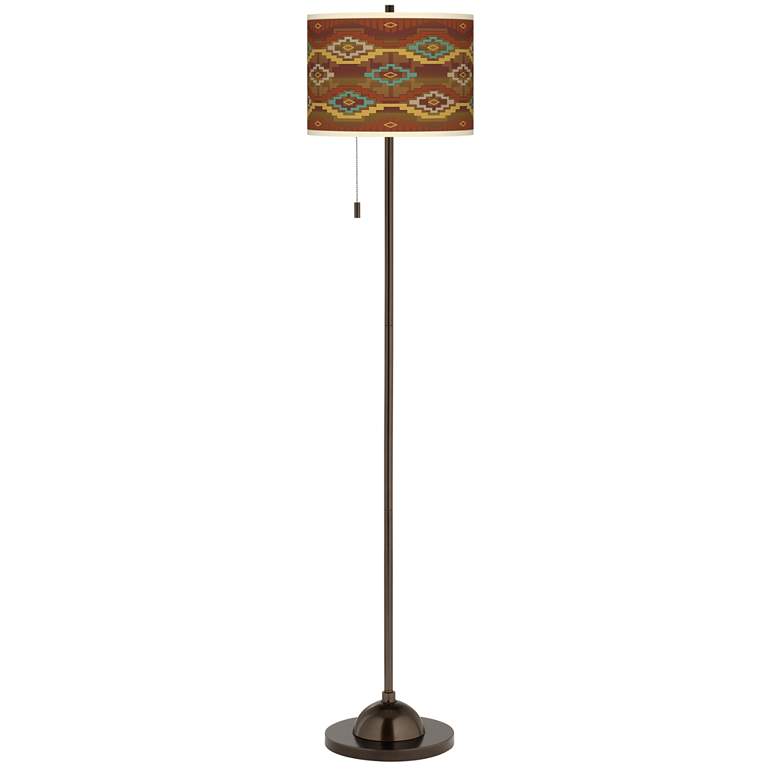 Southwest Sienna Giclee Glow Bronze Club Floor Lamp