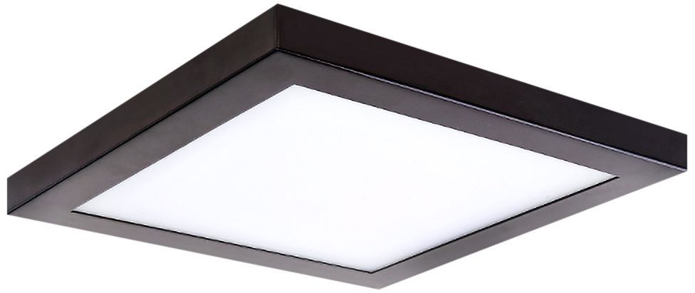 Platter 11" Square Bronze LED Outdoor Ceiling Light w/Remote