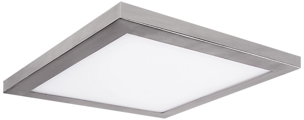 Platter 11" Square Nickel LED Outdoor Ceiling Light w/Remote