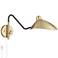 Colborne Brass and Black Adjustable Swing Arm Plug-In Wall Lamp