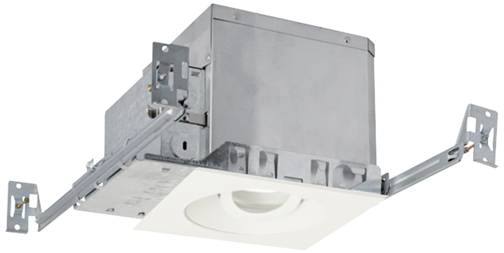 4" White 750 Lumen LED Adjustable Square Gimbal Recessed Kit