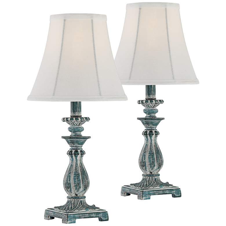 Image 2 Cali Blue Candlestick Accent Table Lamps - Set of 2