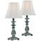 Cali Blue Candlestick Accent Table Lamps - Set of 2