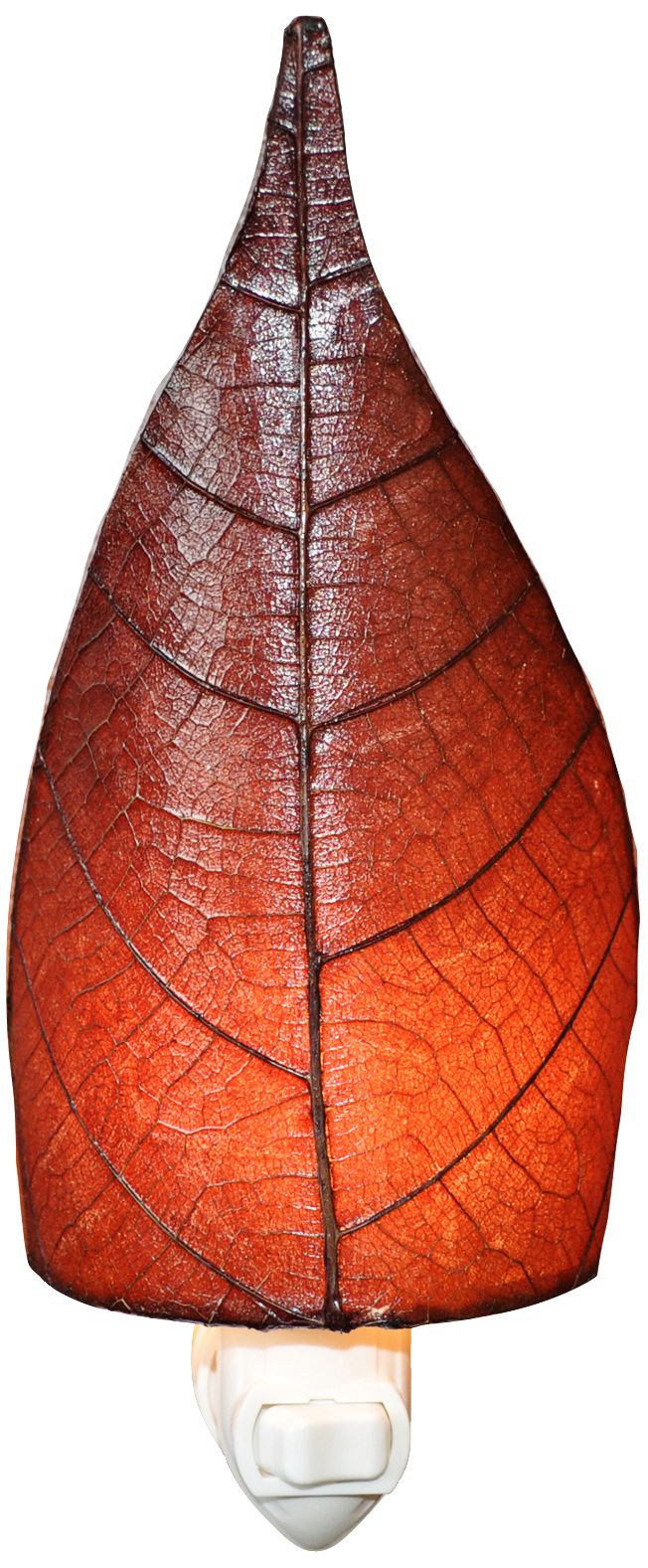 Leaf 8" High Burgundy Fossilized Cocoa Plug-In Night Light