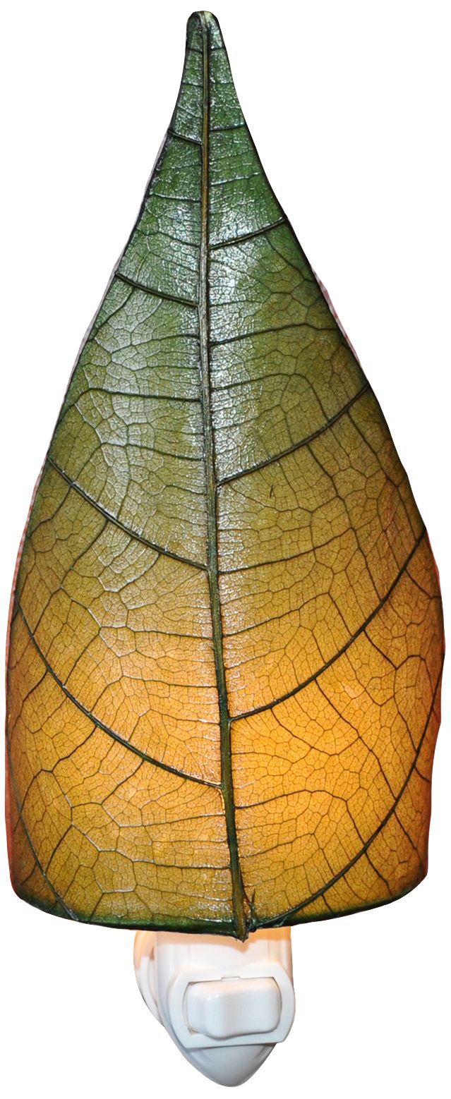 Leaf 8" High Green Fossilized Cocoa Plug-In Night Light