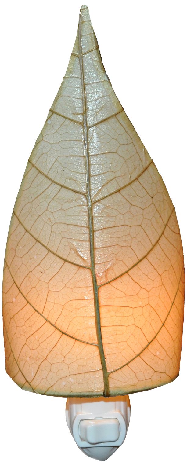 Leaf 8" High Natural Fossilized Cocoa Plug-In Night Light