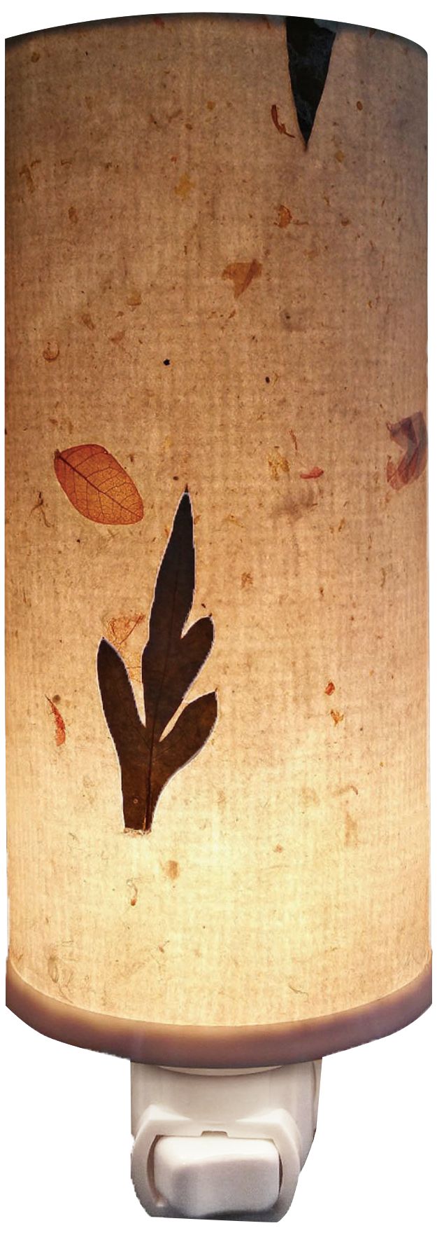 Eangee Paper 7" High Acacia Cylinder Plug-In Night Light