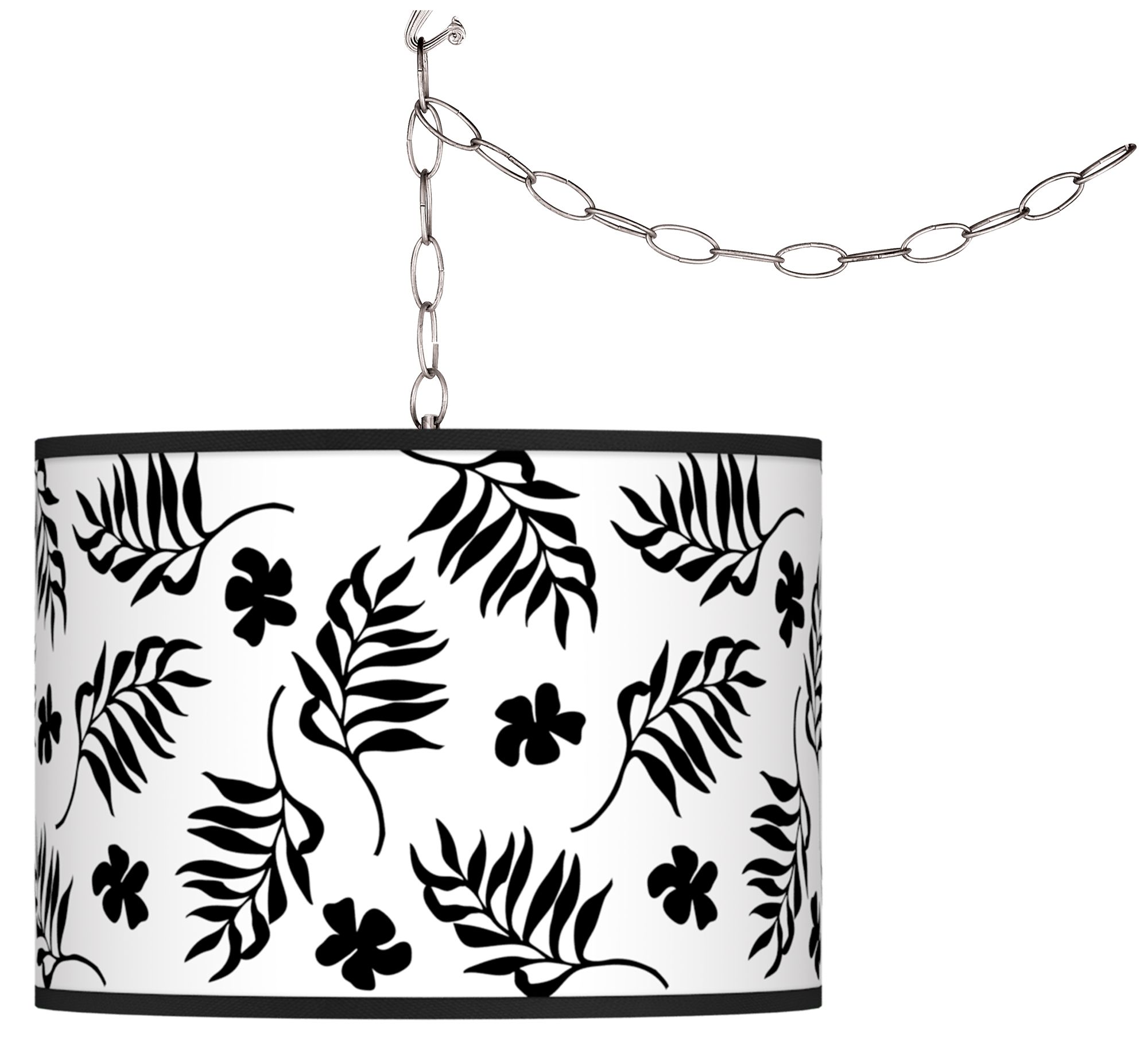 Floral Fern Giclee Glow Plug-In Swag Pendant