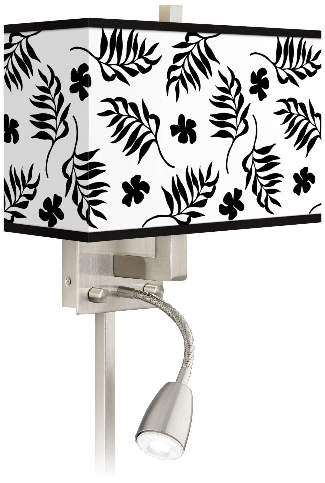 Floral Fern Giclee Glow LED Reading Light Plug-In Sconce