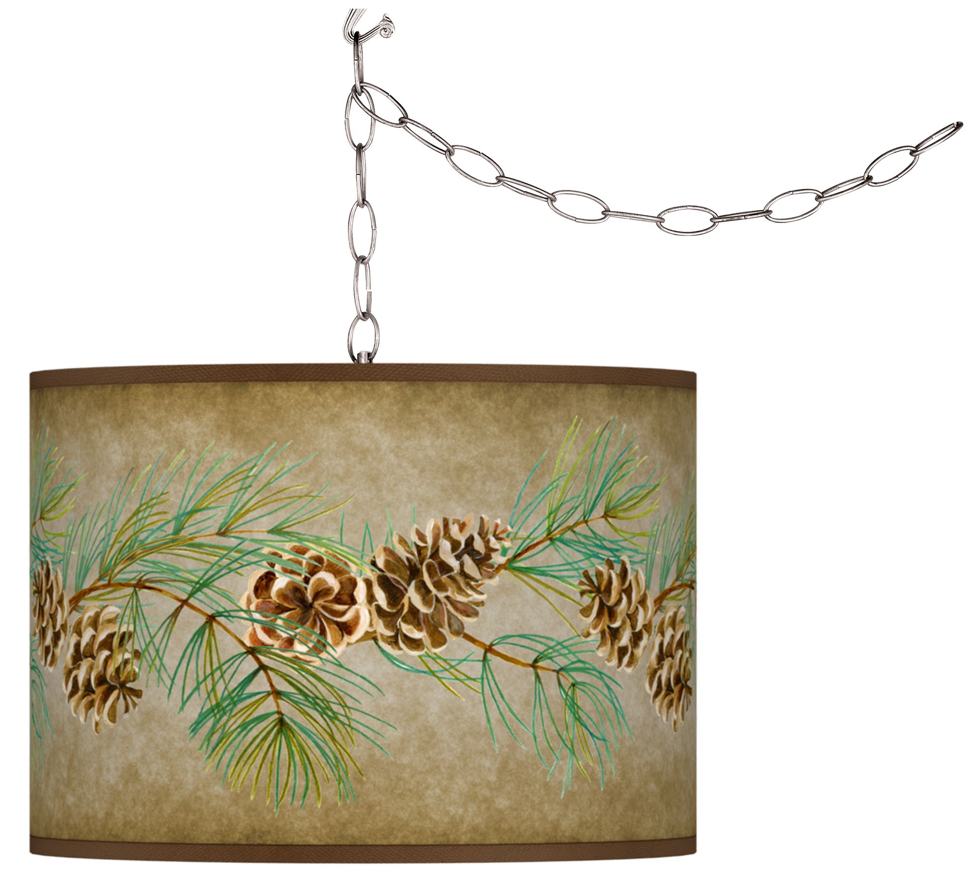 Cone Branch Giclee Glow Plug-In Swag Pendant