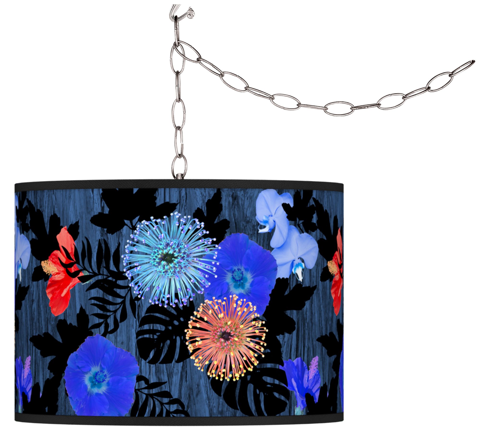 Midnight Garden Giclee Glow Plug-In Swag Pendant