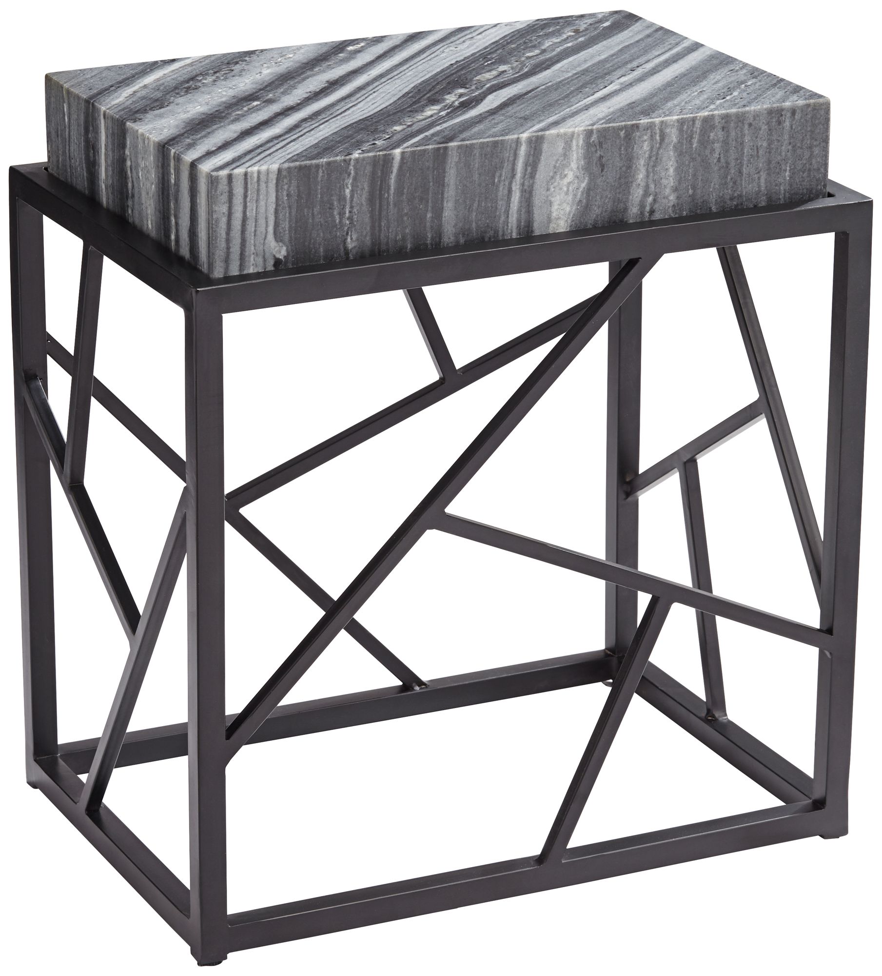 Julia 38" Wide Black and Marble Accent Table