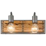Ella Jane 6 1/2&quot; High New Bronze and Wood 2-Light Wall Sconce