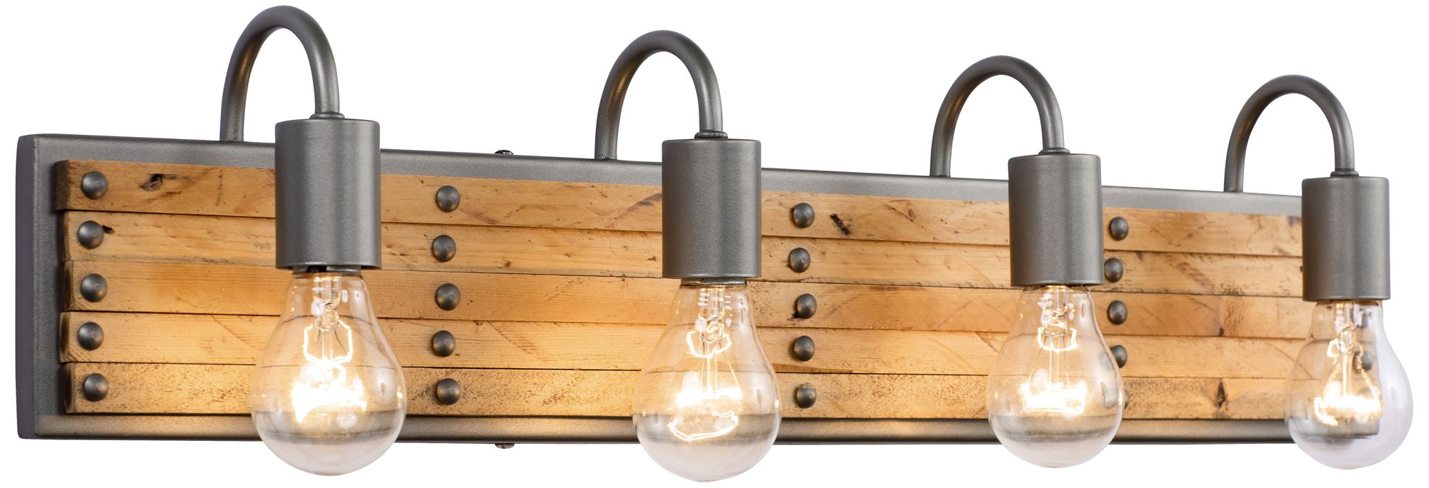 Ella Jane 28"W New Bronze and Honey Wood 4-Light Bath Light