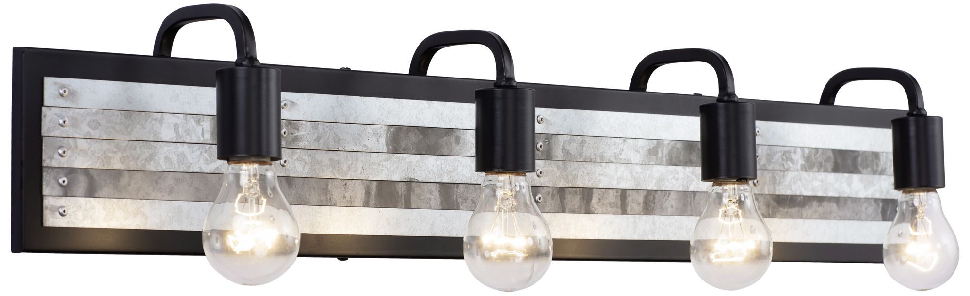 Abbey Rose 34" Wide Black and Galvanized 4-Light Bath Light