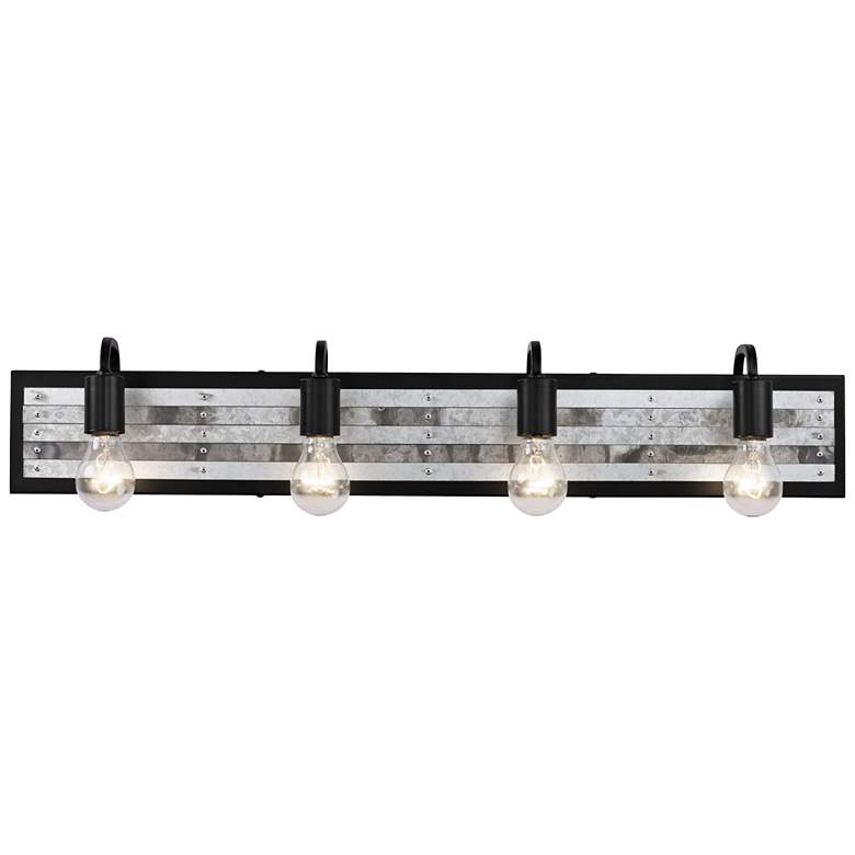 Abbey Rose 34&quot; Wide Black and Galvanized Steel 4-Light Bath Light