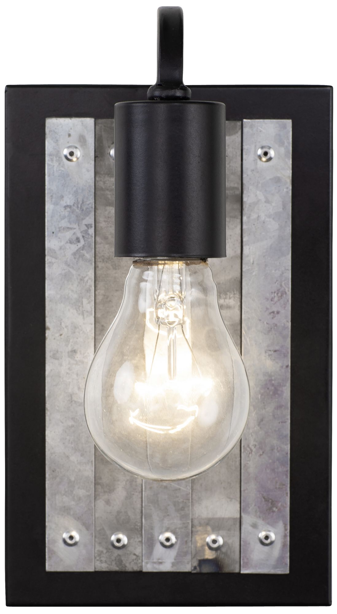 Abbey Rose 9" High Black and Galvanized Steel Wall Sconce
