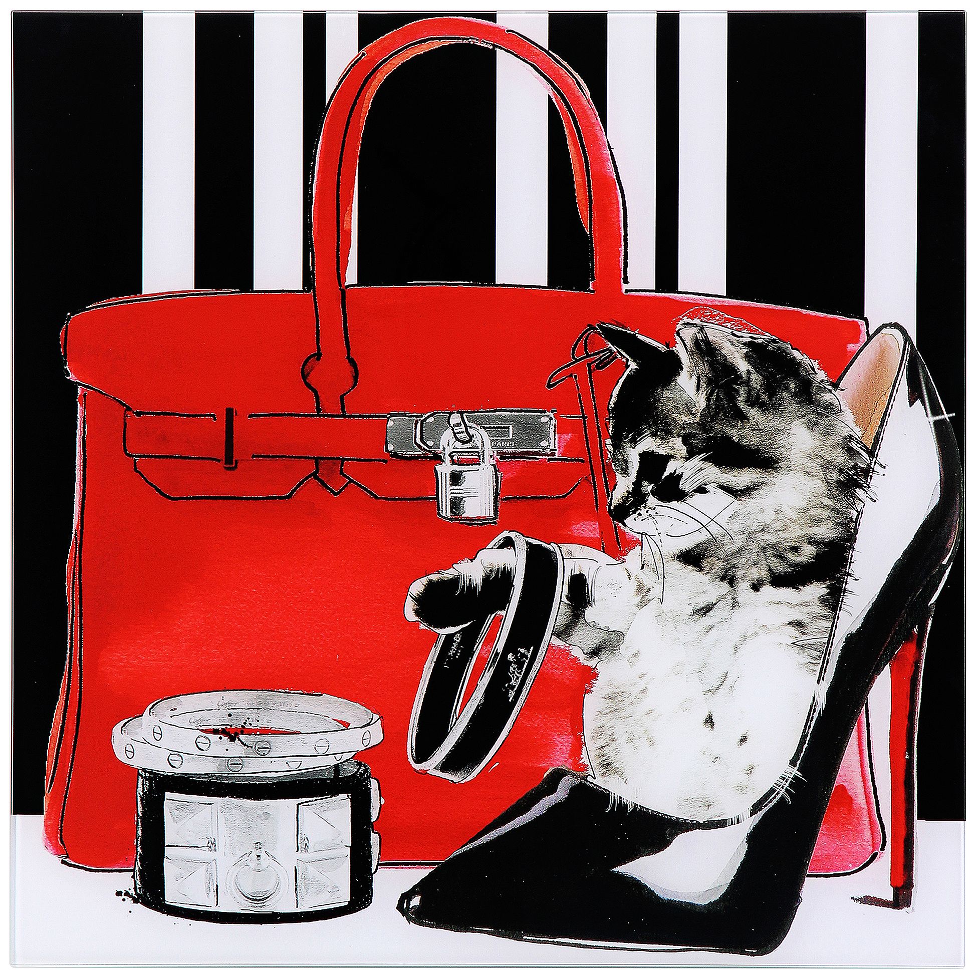 Woman's Best Friends 2 20" Square Reverse Printed Glass Art