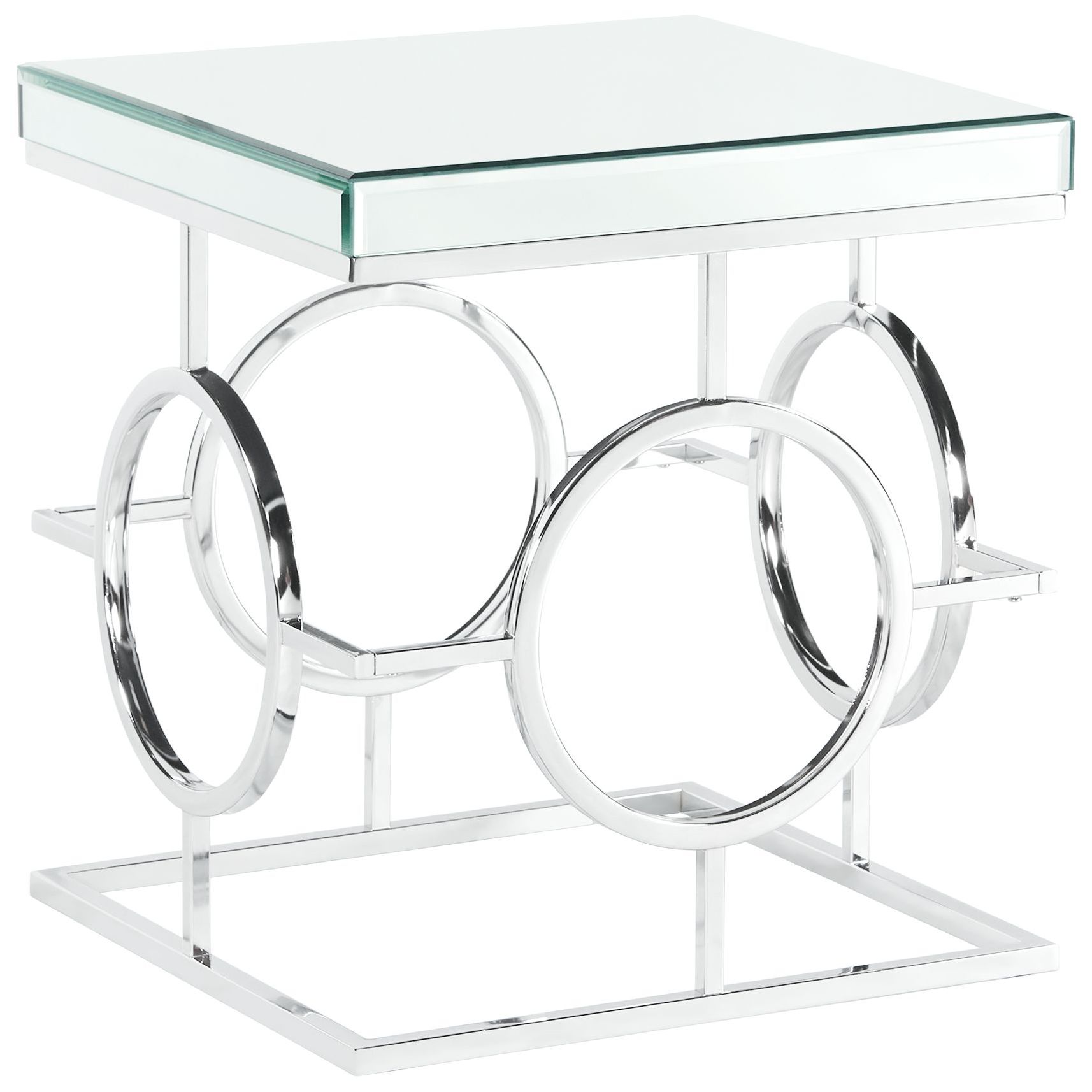Pearl 22" Wide Mirror and Chrome Rectangle Coffee Table