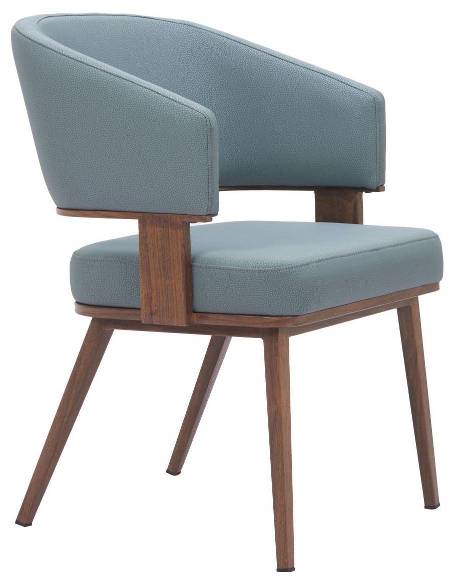 Zuo Poise Dining Chair Blue & Walnut