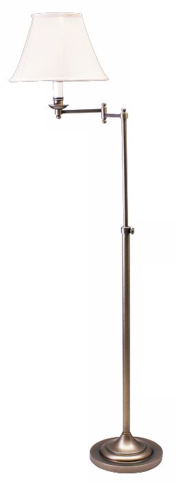 House of Troy Club Collection Swing Arm Silver Floor Lamp